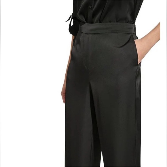 Calvin Klein Satin Wide‎ Leg Pull-On Pants Women Size Medium Black M3XK1239 - Picture 2 of 9